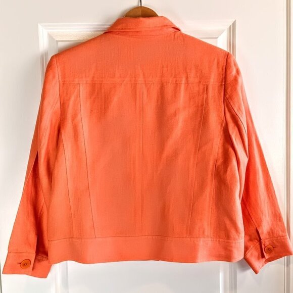 Talbots Petites Orange Irish Linen Jacket - Size 12 - Picture 2 of 5